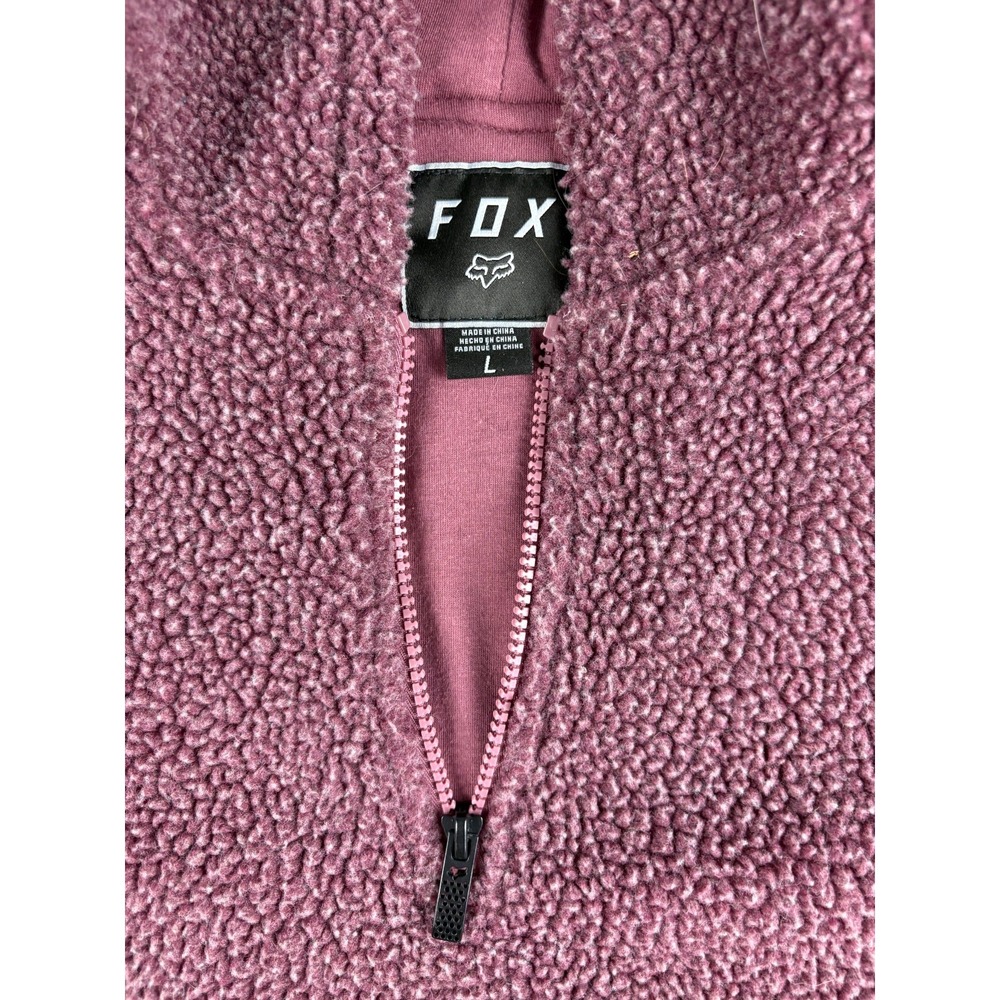 Fox Racing Womens Large Quarter Zip Sherpa Fleece Pullover Hoodie Pinkish Brown - Picture 8 of 10